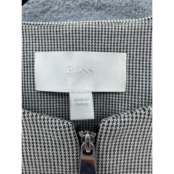 HUGO by Hugo Boss Womens sz 6 Jekalana Houndstooth Blazer Double Zip Modern Chic - Picture 4 of 12